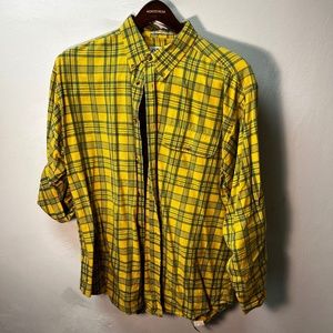 Orvis lightweight cotton long sleeve shirt, yellow/green plaid - L